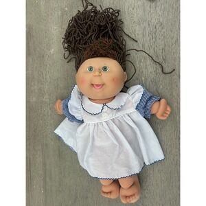 Vintage 1990 Cabbage Patch Kids  First Edition Hasbro Doll Teal Signature Dress